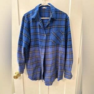 Acid wash blue flannel shacket from Vici - vintage look